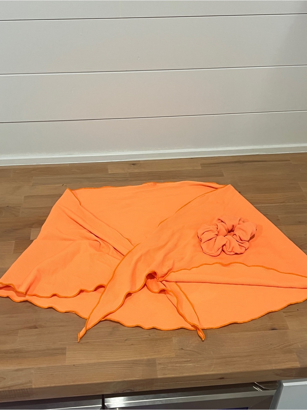 Montce Orange Rib Sarong with Matching Scrunchie XS/S